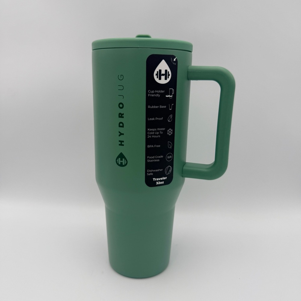 HydroJug Traveler 32oz Tumbler Cup Leak Proof Green BPA Free Stainless Steel